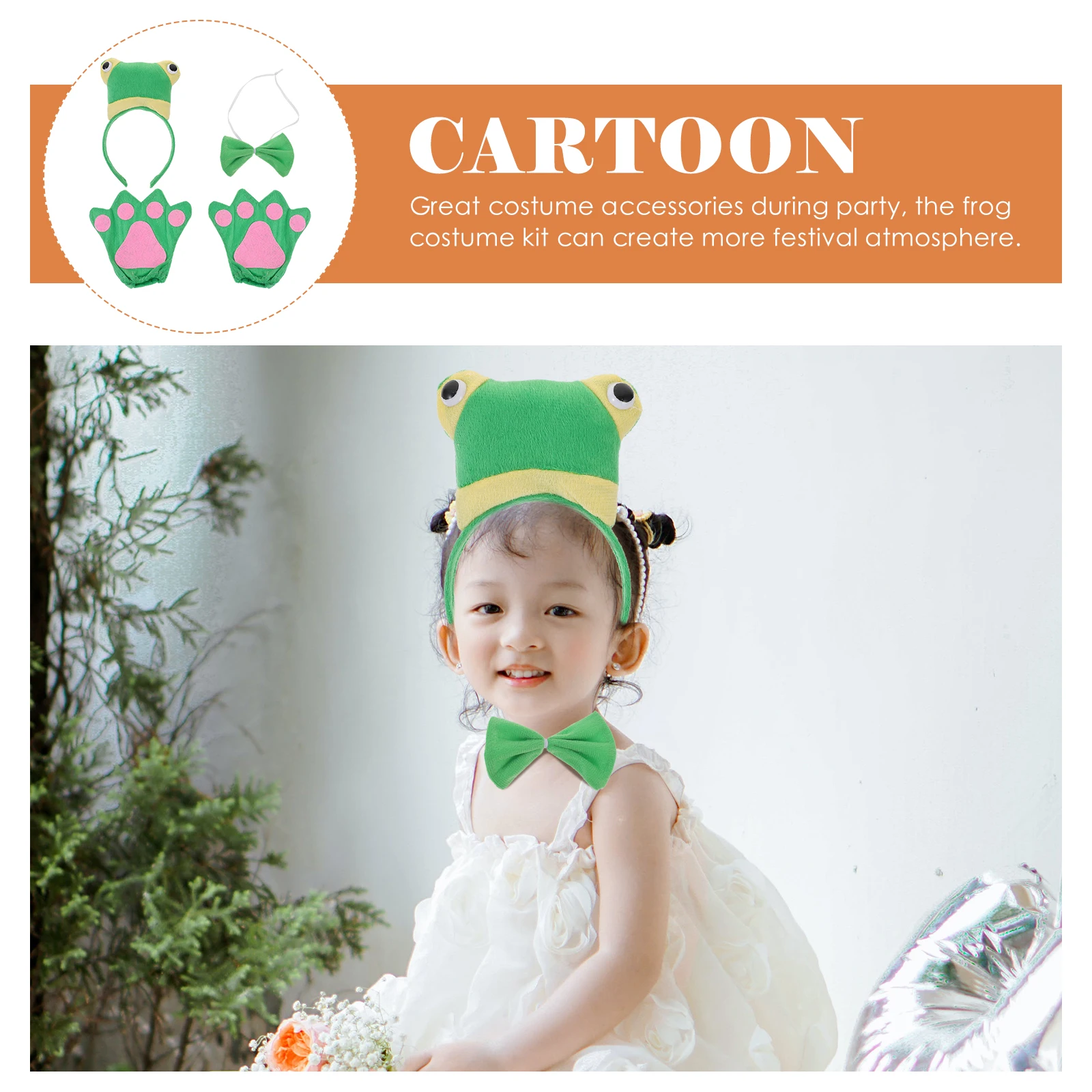 

1 set 1 Set Cartoon Frog Props Frog Headband Mitten Bowtie Animal Costume Party Cosplay Supplies Halloween Costume Set