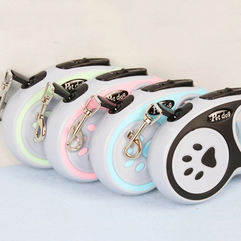 3/5M Retractable Dog Leash, Heavy Duty Nylon Tape, Tangle-Free, One-Hand Brake & Lock, Pet Walking Leash