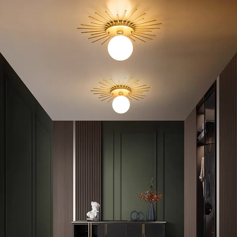 

Современный светодиодный потолочный светильник, стеклянный дизайн подсолнечника для прихожей, спальни, гостиной, декора, минималистичные светильники из кованого железа