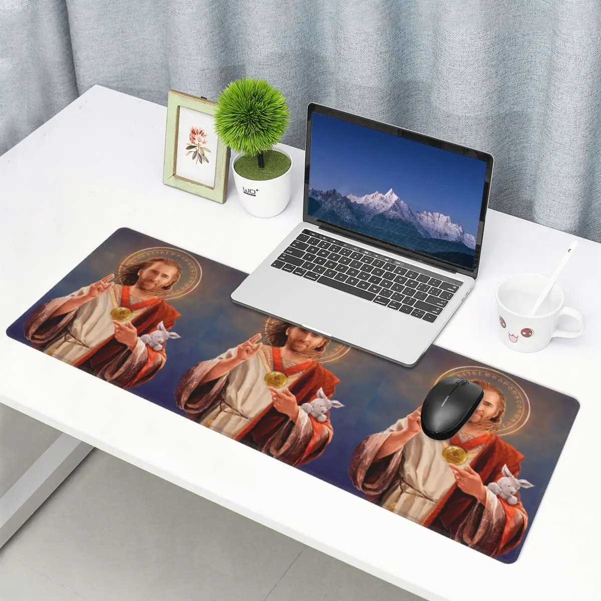 Large Mouse Pad Nicolas Cage, Saint Nicolas Of Cage Gamer PC Laptop Mats Keyboard Carpet Computer Gaming Desk Mat
