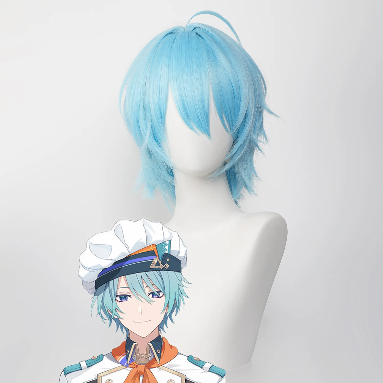 

Короткий небесно-голубой многослойный парик для косплея с аха-гегом и имитацией кожи головы для фанатов виртуальных стримеров, термостойкий синтетический волос