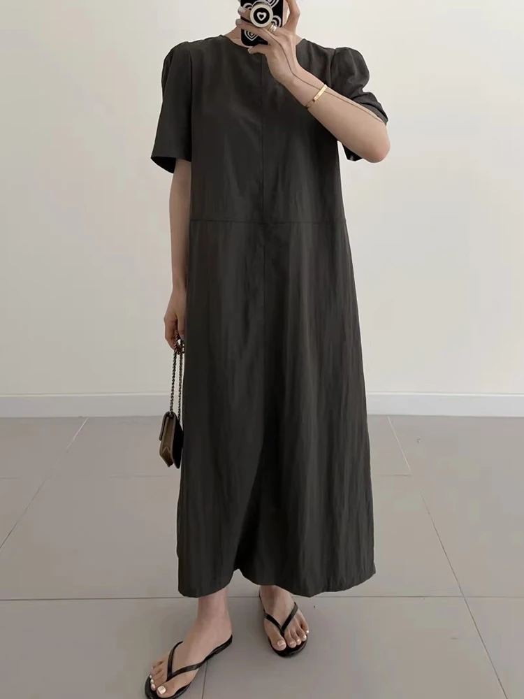 Elegancki letni luźny krój, swobodny styl, rozcięcie, długi rękaw, moda damska, koreański styl, luźna talia.