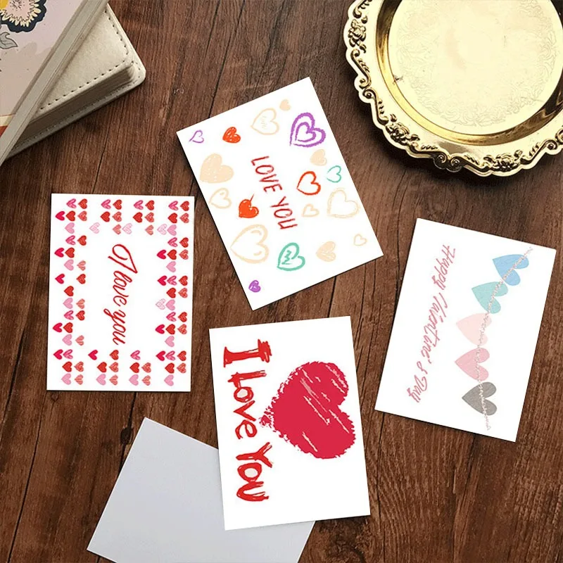 6 tarjetas de felicitación de amor, invitaciones de boda para el Día de San Valentín, juego de tarjetas de bendición para novia y esposa, cumpleaños con sobre