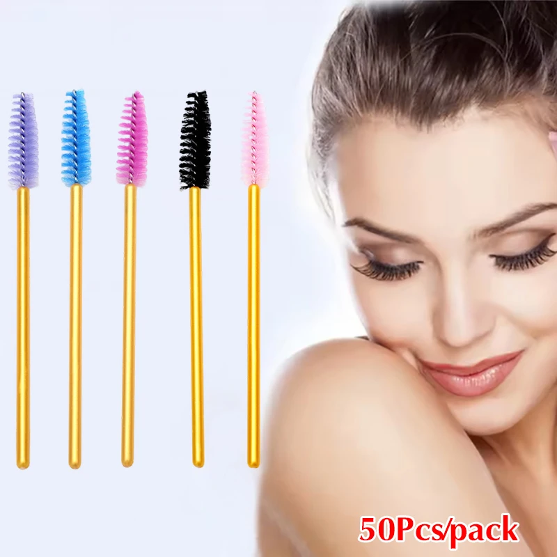 50 ชิ้นทิ้งขนตาแปรงแต่งหน้ามาสคาร่ามืออาชีพ Applicator Spoolers Eye Lashes เครื่องสําอางค์แปรงแต่งหน้าเครื่องมือ