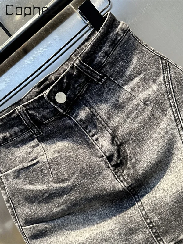 Moda retro lavado tempero menina denim saia feminina 2025 outono nova rua cintura alta magro irregular a linha saia sexy mini saia