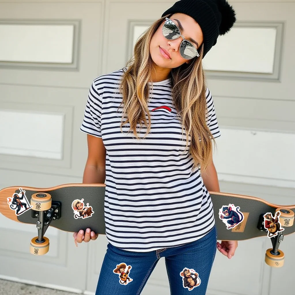 35pcs-100pcs Decals  Small Size Monkey Stickers Band Stickers Musician Stickers for  Instruments Laptops Suitcases