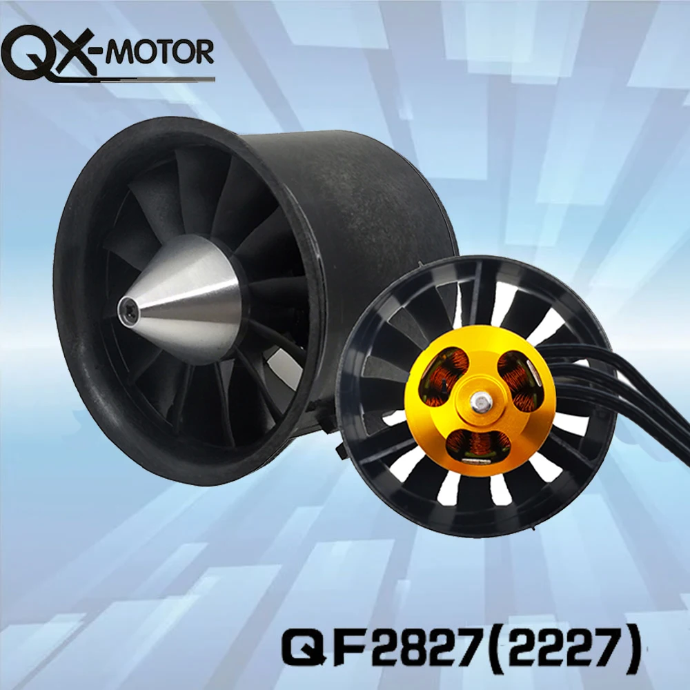 QX-Motor 70mm Electronic Ducted Fan 12 Blades EDF 2827 2600KV 1800kv Brushless Motor For RC Drone Model Parts