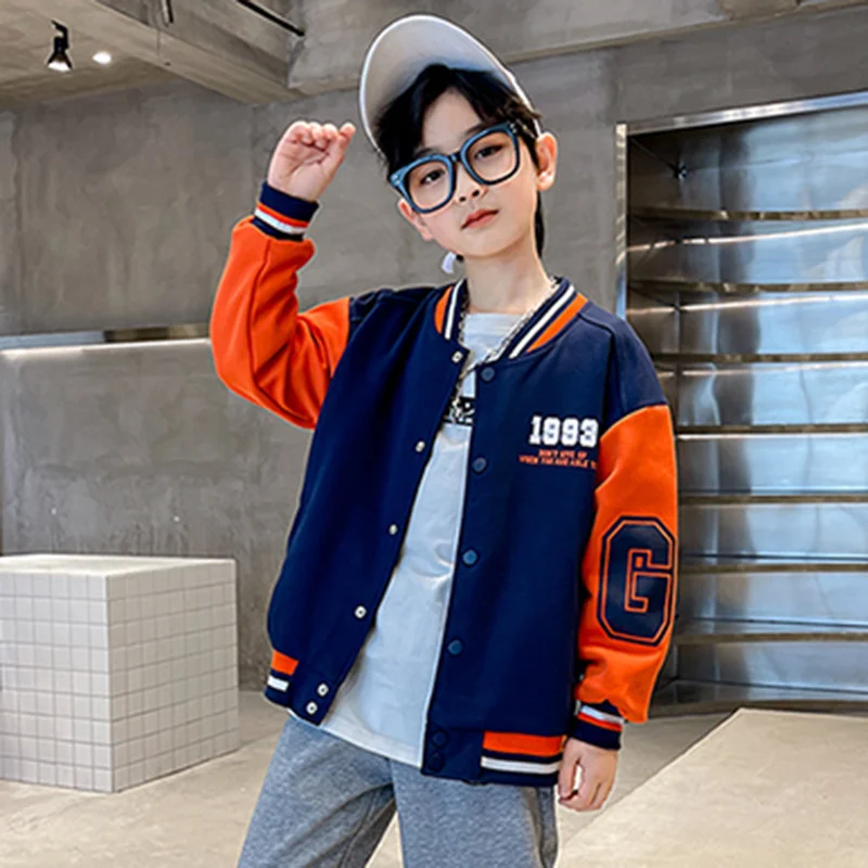 Trends Kids Jackets 2024 New Boy Baseball Clothes Fashion Children\'s Coat Spring Autumn Casual Top Teenager Letter Tracksuit