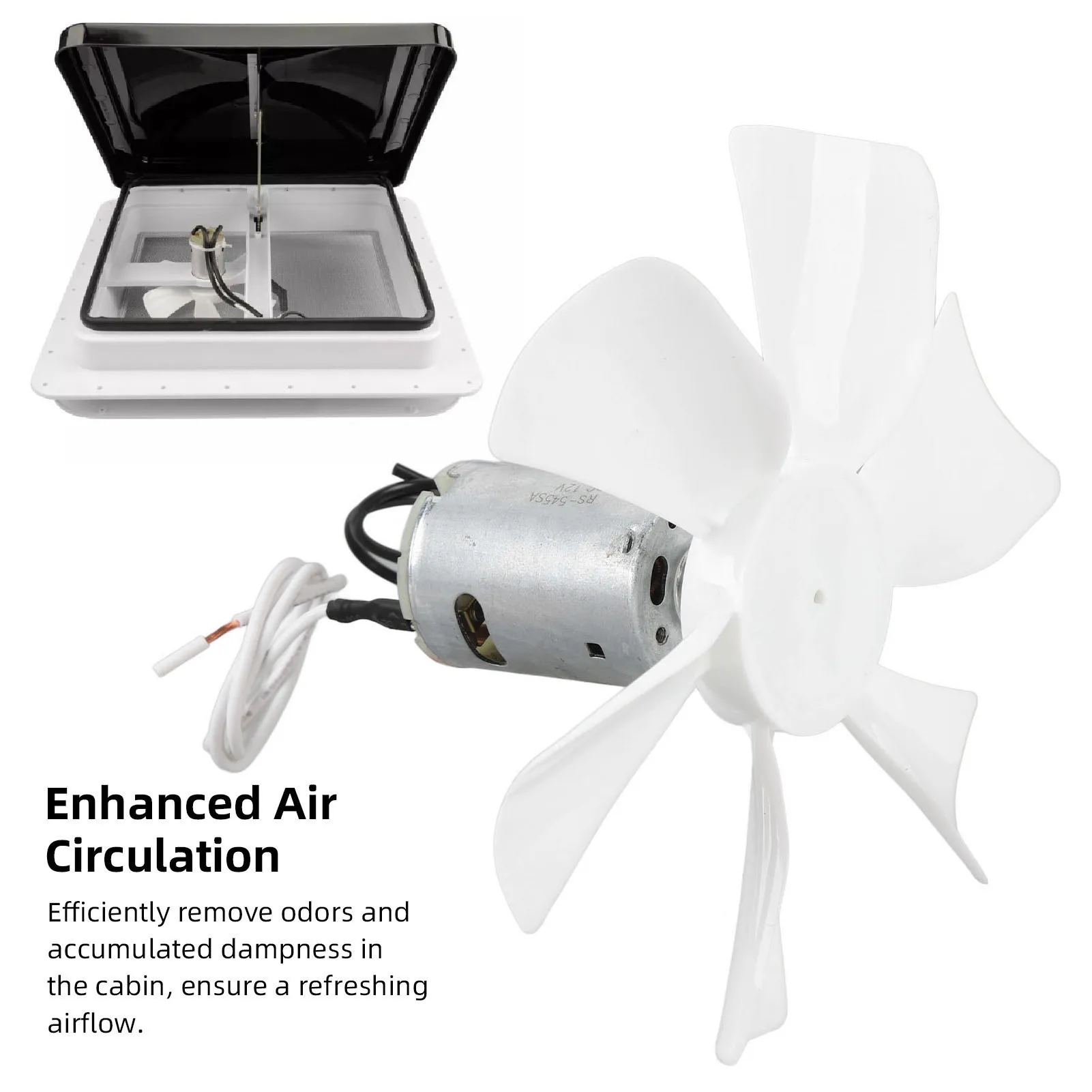 Lâmina de ventilador de ventilação RV de 6 polegadas com motor DC12V Lâmina de ventilador de ventilação RV com circulação de ar aprimorada para trailer campista