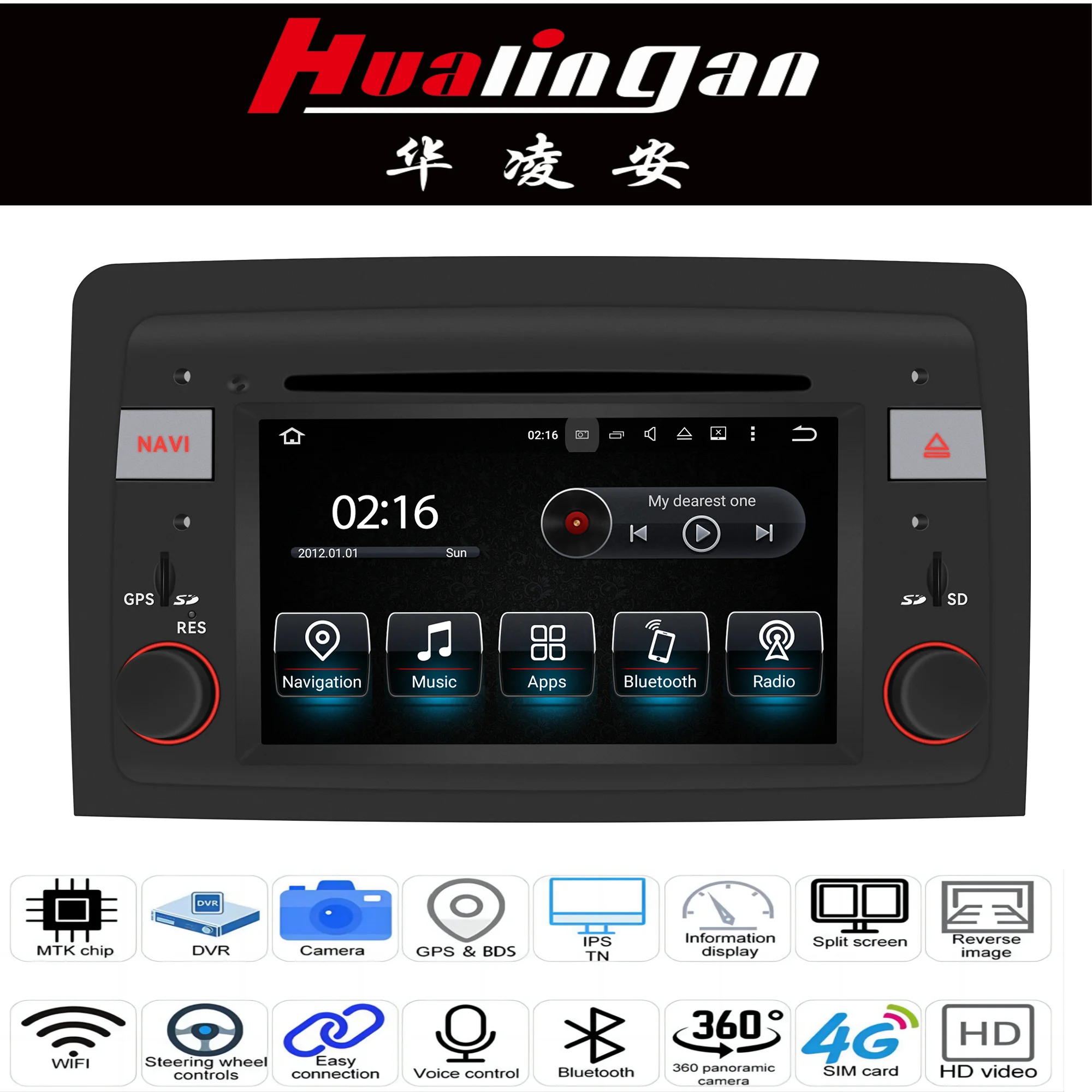 Hualingan  For Fiat Idea For Lancia Musa Radio Android Head 6.2 Inch Touch Screen Car Stereo Upgrade Car GPS Wireless  CarPlay