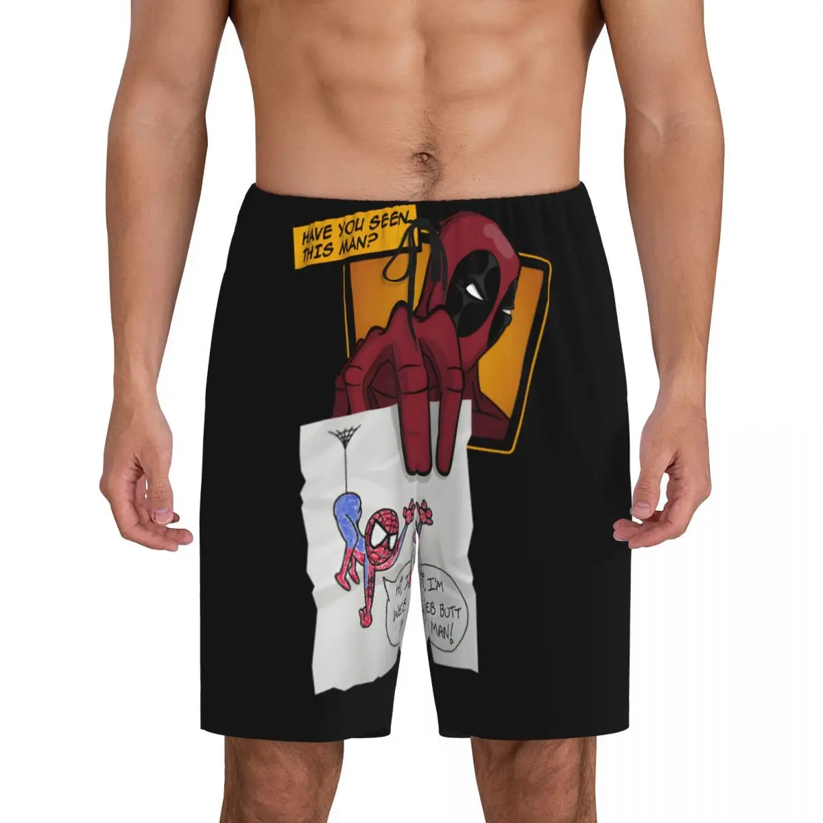 

Custom Print Deadpool Pajama Shorts Men Sleepwear Bottoms Sleep Short Pjs with Pockets