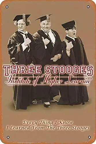 Movie Metal Posters Three Stooges Institute of Higher Learning Tin Metal Sign 8In X 12In, ., Retro