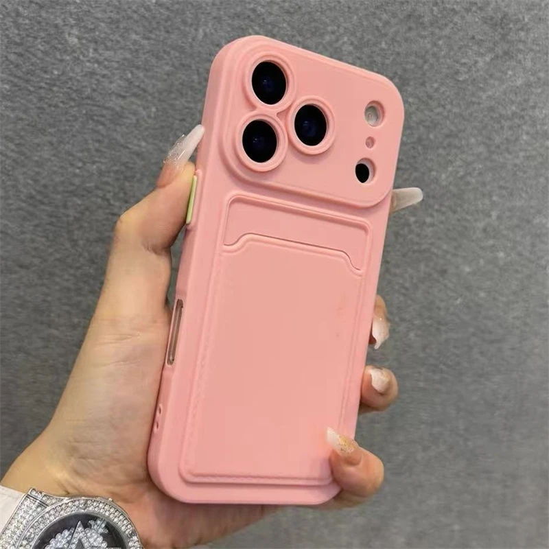 Kartenhalter-Slot-Brieftaschen-Telefonhülle für iPhone 17, Air 11, 12, 13, 14, 15 Plus, 16, 17 Pro Max, stoßfeste, weiche, matte Silikon-Rückseite – Detail 18