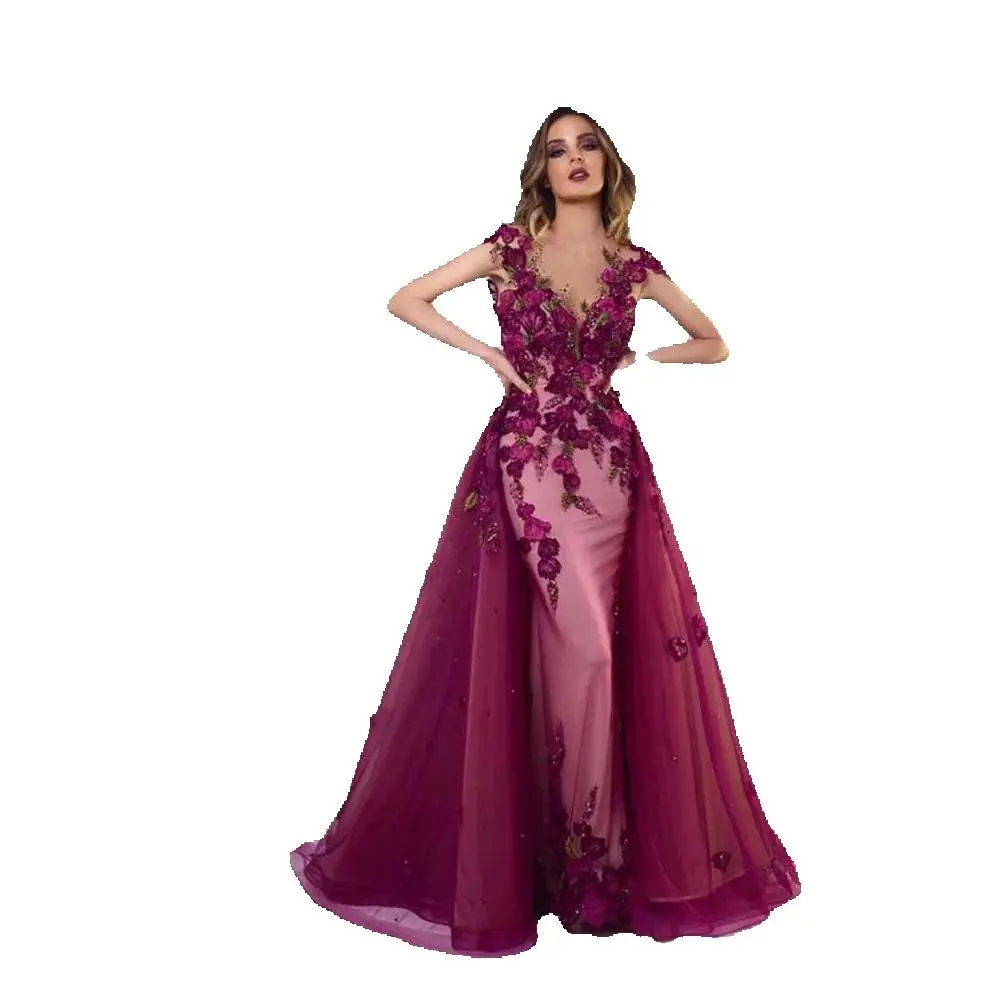 Exquisite Classy Purple Women Prom Dresses Sweetheart Spaghetti Strap Floor Length Floor Length Fancy Flowers Evening Party Gown