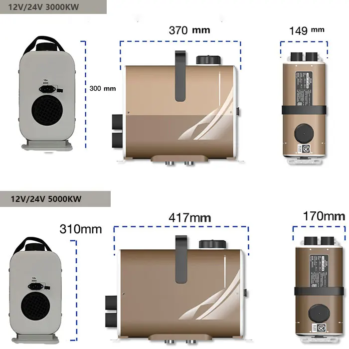 سخان ركن ديزل الكل في واحد 2 كيلو وات، نظام تسخين هواء متعدد الوظائف ممتاز 12 فولت مع تقنية ألمانية متقدمة للشاحنة وال R #5