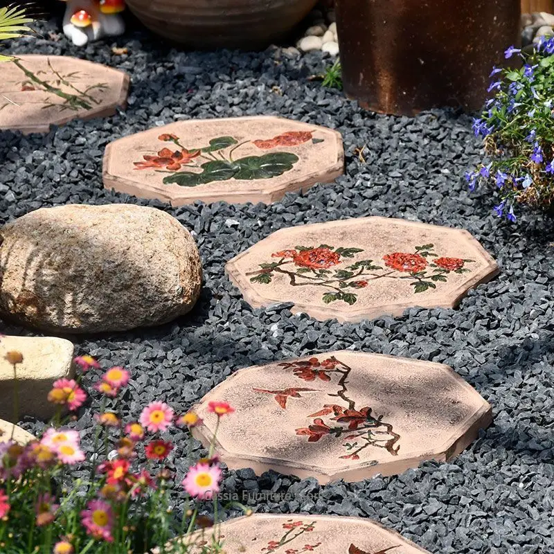 Decorative Stepping Stone for Garden, Outdoor Patio Tile for Courtyard, Rustic Slab Paving for Yard Balcony Landscaping