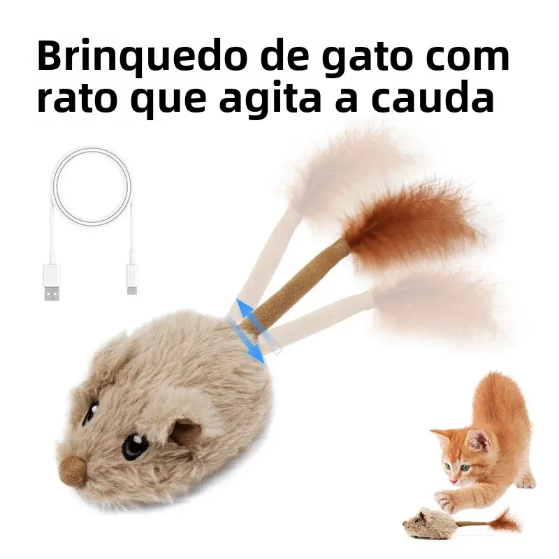 Brinquedo de gato de mouse de movimento recarregável para gatinho mouse som em movimento brinquedos de gato interativo brinquedo de gato som mouse brinquedo de gato