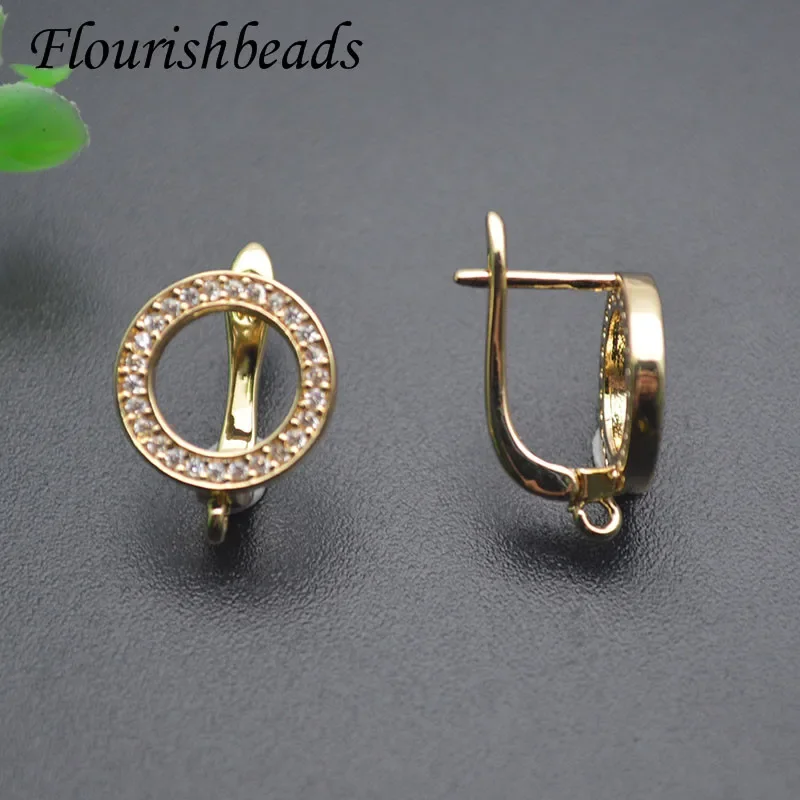 

Jewelry Findings Gold Plated Round Earring Hooks Clasp for Women Fashion Dangle Earrings Making 30pcs/lot