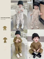 Autumn And Spring Newborn Infant Baby Boys And Girls Cotton Baby Set O-neck Long-sleeved T-shirt Star Casual Fashion Trousers