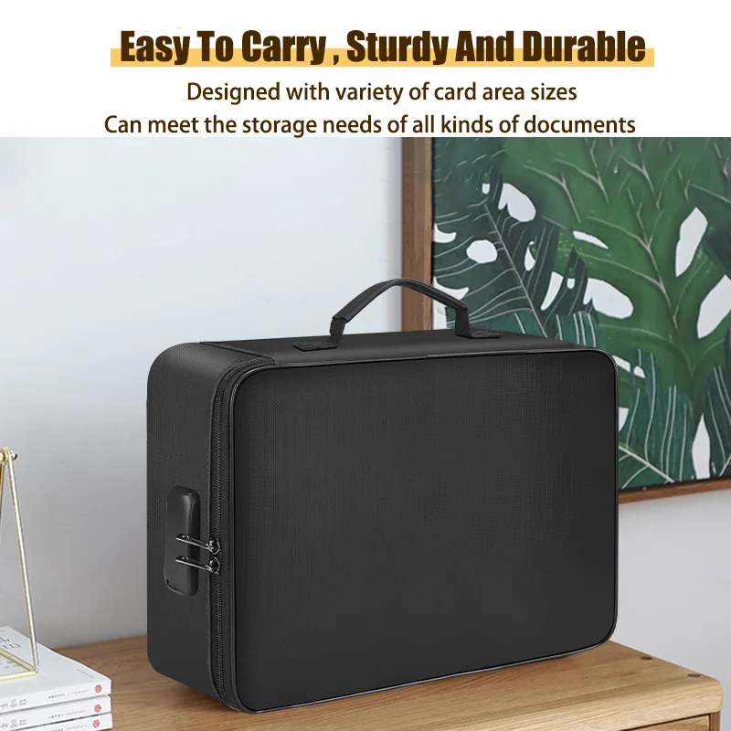 Double Large Capacity Document Organizer Fireproof Waterproof Bag 36*27*10cm Double Zipper Design Document Organizer Bag