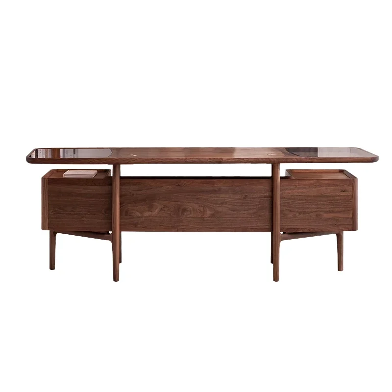 

*New Chinese walnut solid wood desk adult home office boss table light luxury modern writing desk