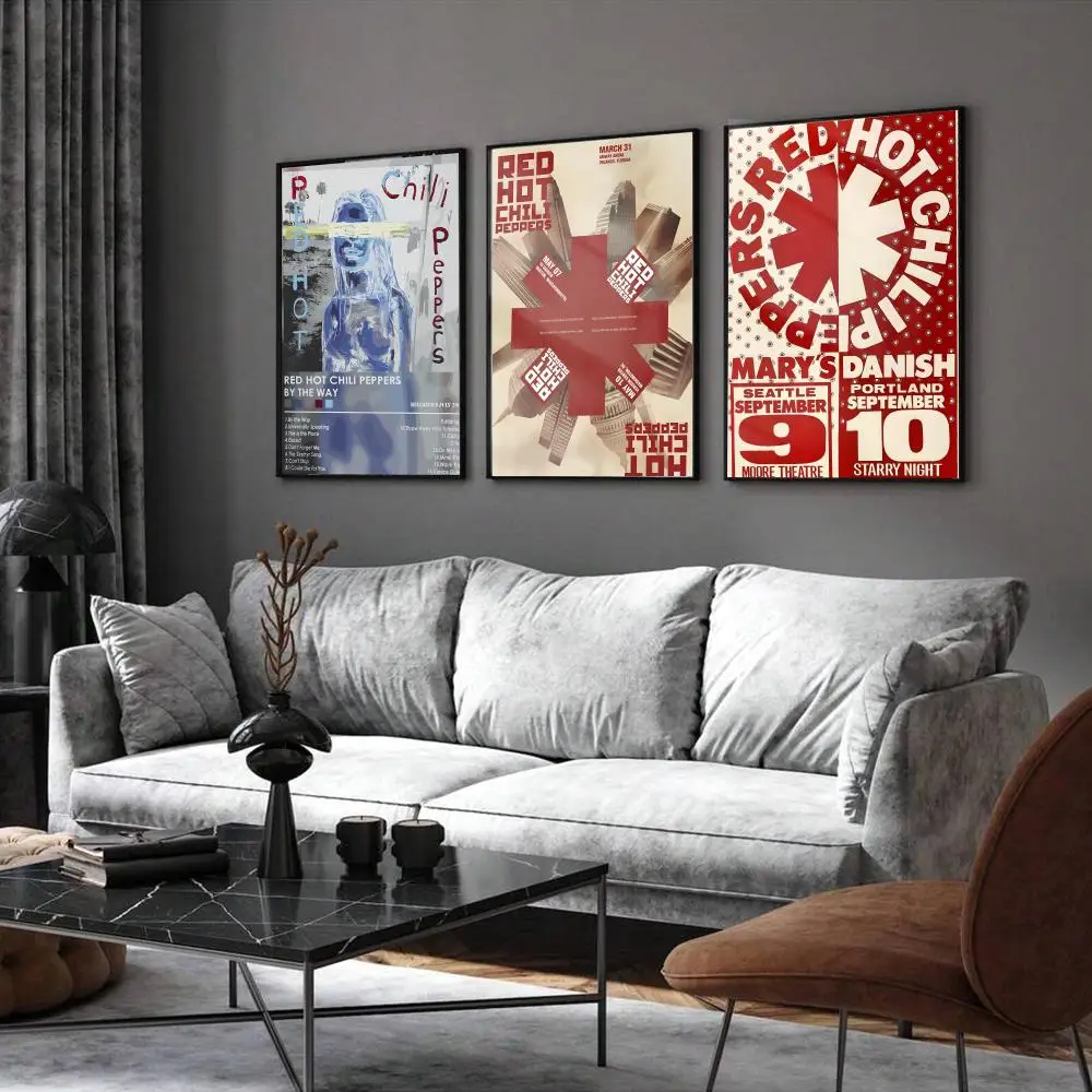 Band R-Red Hot C-Chili Peppers Poster Home Living Bed Room Bar Hallway Sticky Wall Printing Waterproof Aesthetic Decor