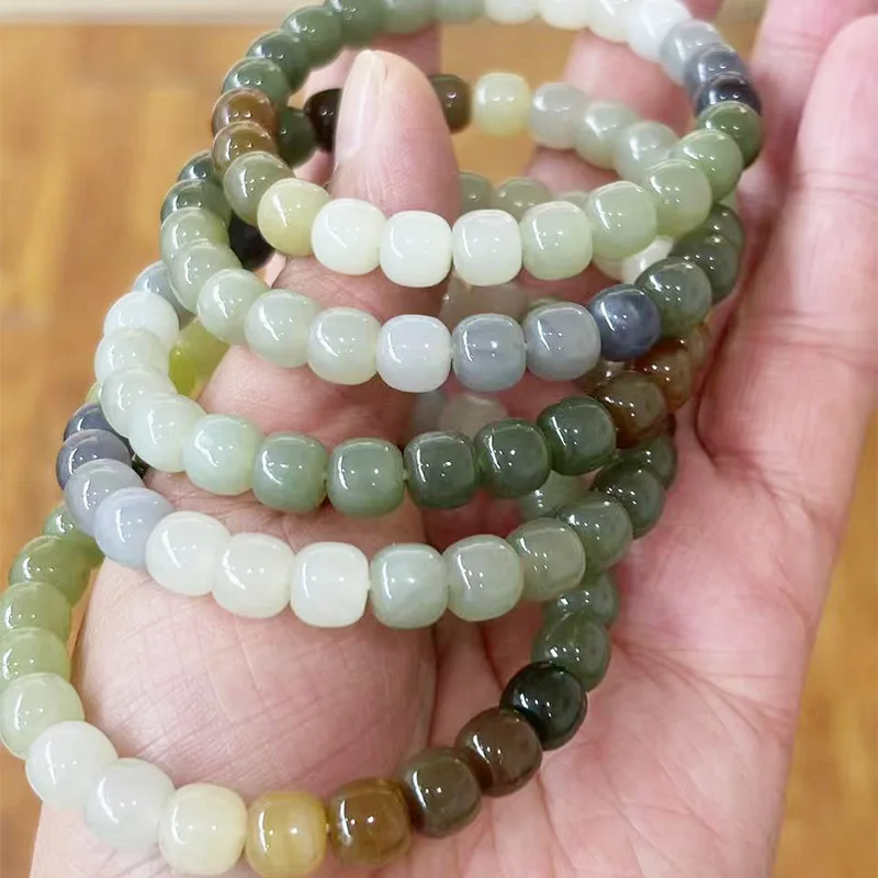 8Mm - Bead , Hetian Multi-Treasure Old-Style , Light Blue Jade Bracelet