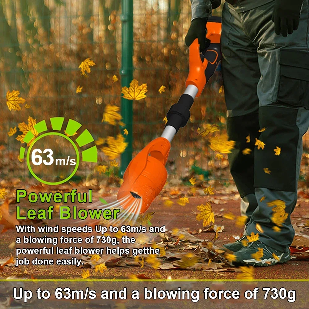 400W Folding Snow Blower Cordless Handheld Electric Leaf Blowers with Battery for Garden Blow Leaves Snow High-Power Turbine Fan