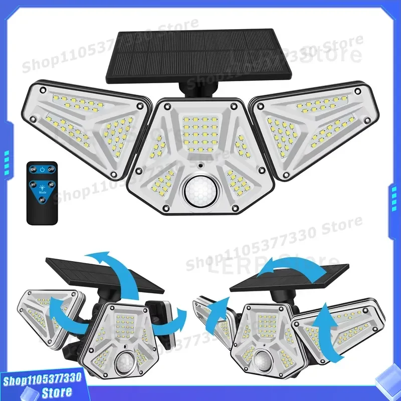 High Power PIR Motion Sensor LED Wall Light Solar Powered Outdoor Garden Lamp with Remote Control Special Design for Security