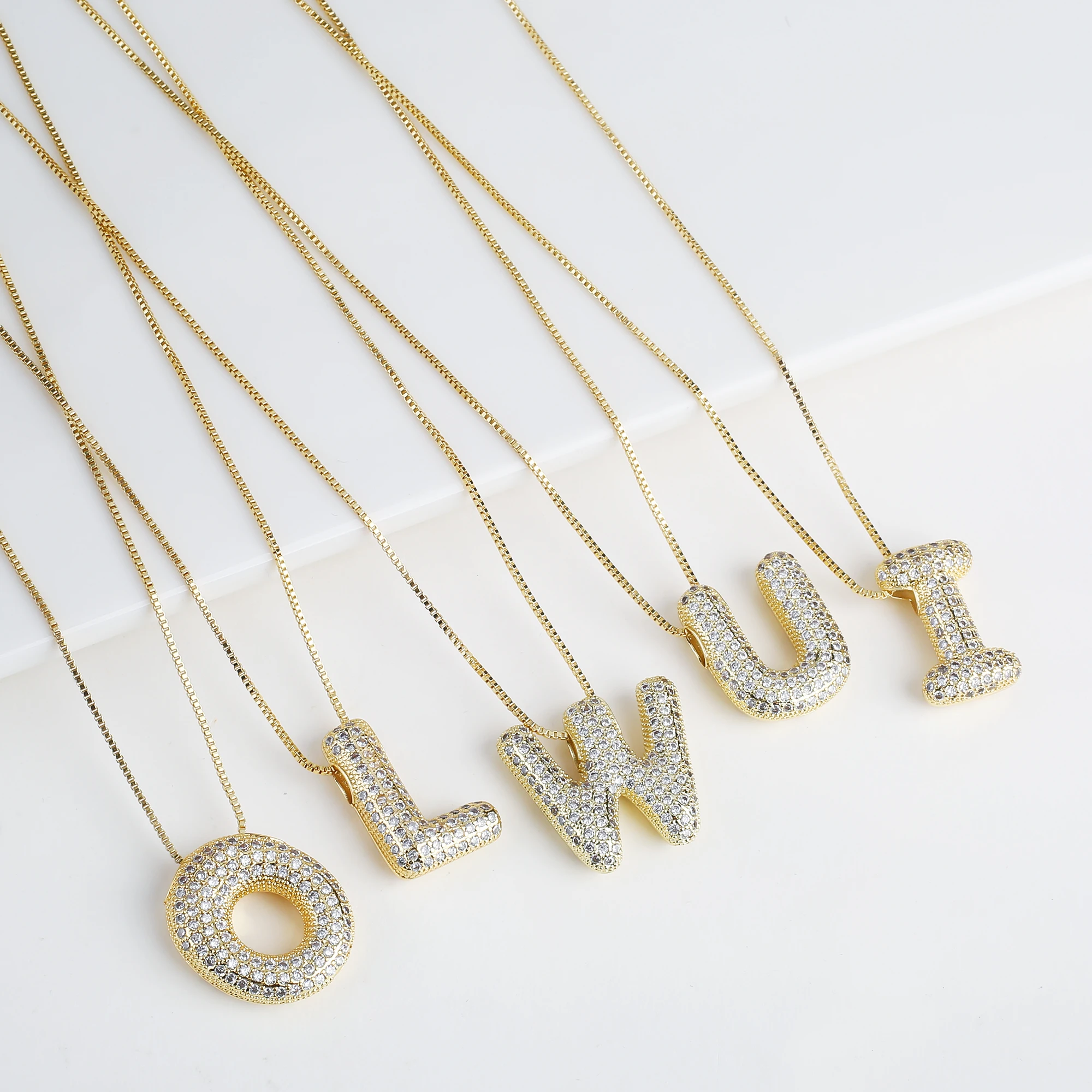 قلادة بدلاية مكتنزة مطلية بالذهب ثلاثية الأبعاد ، زركونيا لامعة ، 26 حرفًا ، هيب هوب ، مجوهرات حفلات ، هدية للرجال والنساء ، ملابس يومية ، فاخرة #2