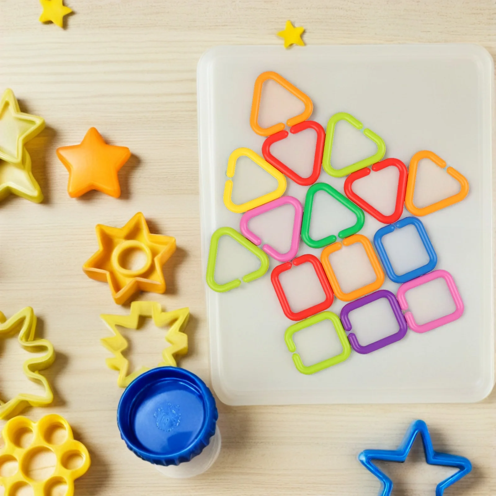 35 Uds. Anillos de eslabones para bebé formas geométricas creativas educación temprana cadenas de enlace sensorial cochecito colgante para bebés pequeños