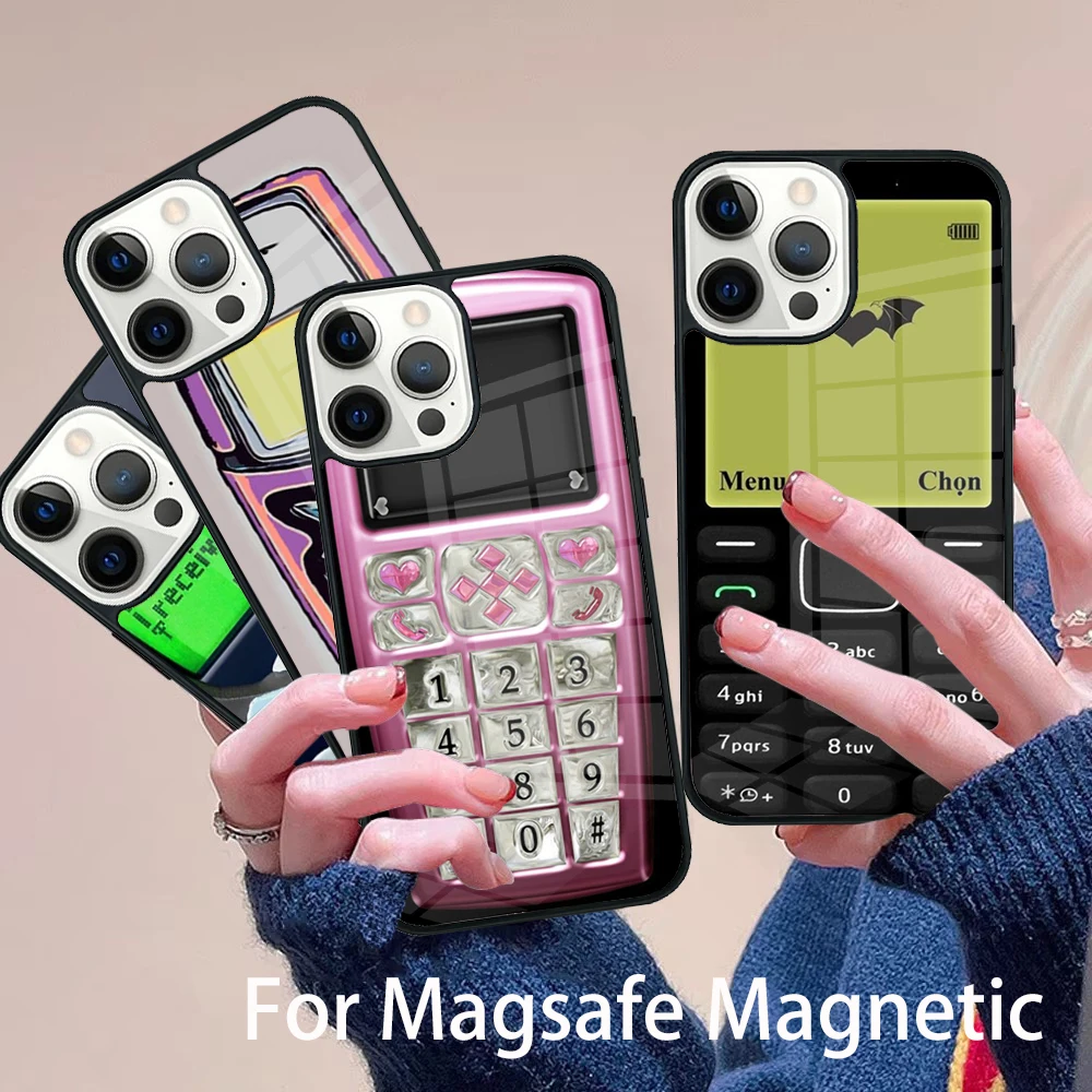 

Retro Mobile Phone Case Magesafe Magnetic Wireless Charge Cover For IPhone 16 11 12 13 14 15 Pro Max Plus Mini