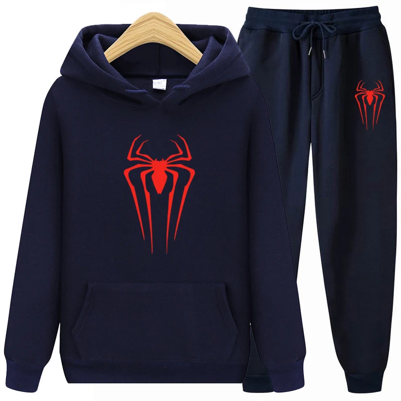 2024 Autumn/Winter Super hero Tracksuit Men's 2-piece Sweatshirt+Sweatpants Sportswear Hoodie Casual Male Hoodies Print Sets