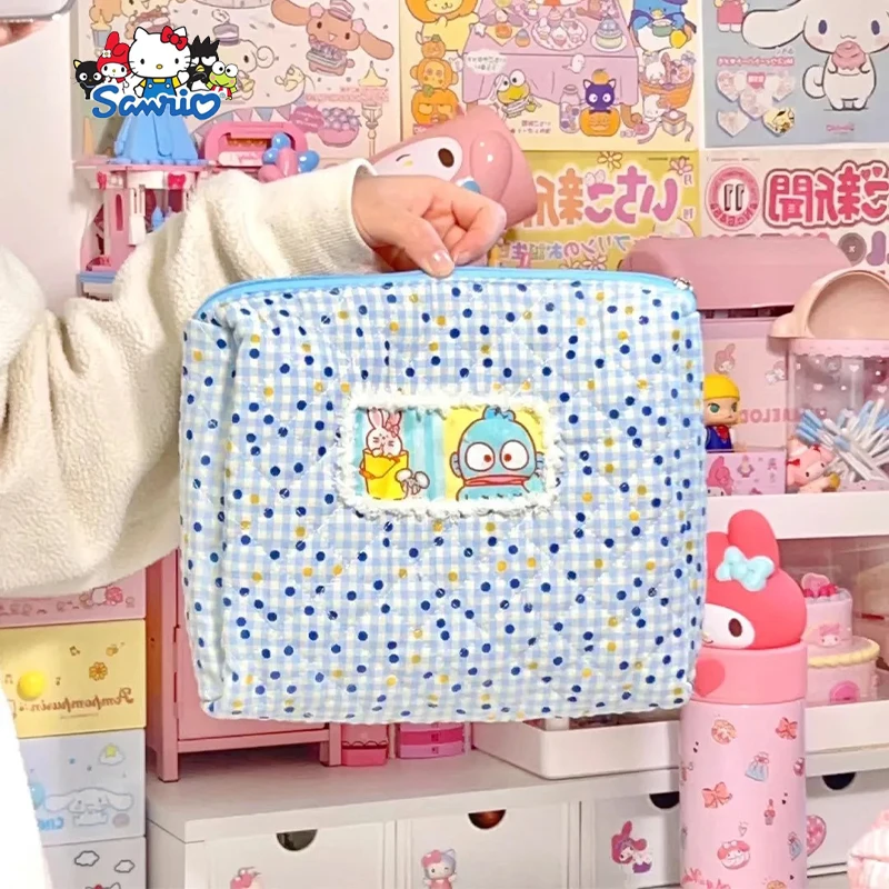 Sanrios Hangyodon Makeup Bag Kawaii Anime Hello Kitty Cartoon Large Capacity Travel Cosmetics Toiletries Storage Bag Girls Gifts