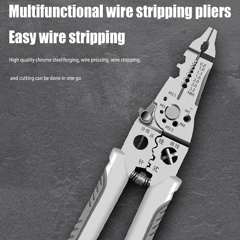 Electrician Specific Wire Stripping Pliers Multifunctional Electricians Maintenance Anti-Slip Stripper Cable Crimper Pliers Tool