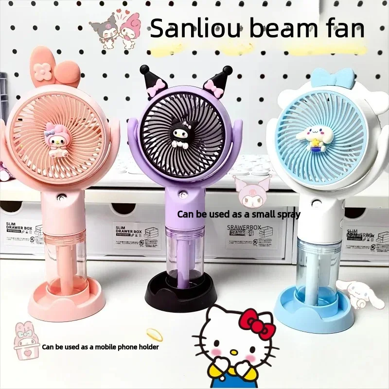 New Anime Summer Fan Cinnamoroll Mymelody Mobile Phone Stand Dual-purpose Mini Fan Portable Lazy Desktop Display Kawaii Gifts