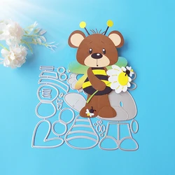 New 15cm tall bears and bees cutting dies DIY scrapbook, embossed card, photo album decoration, handmade crafts