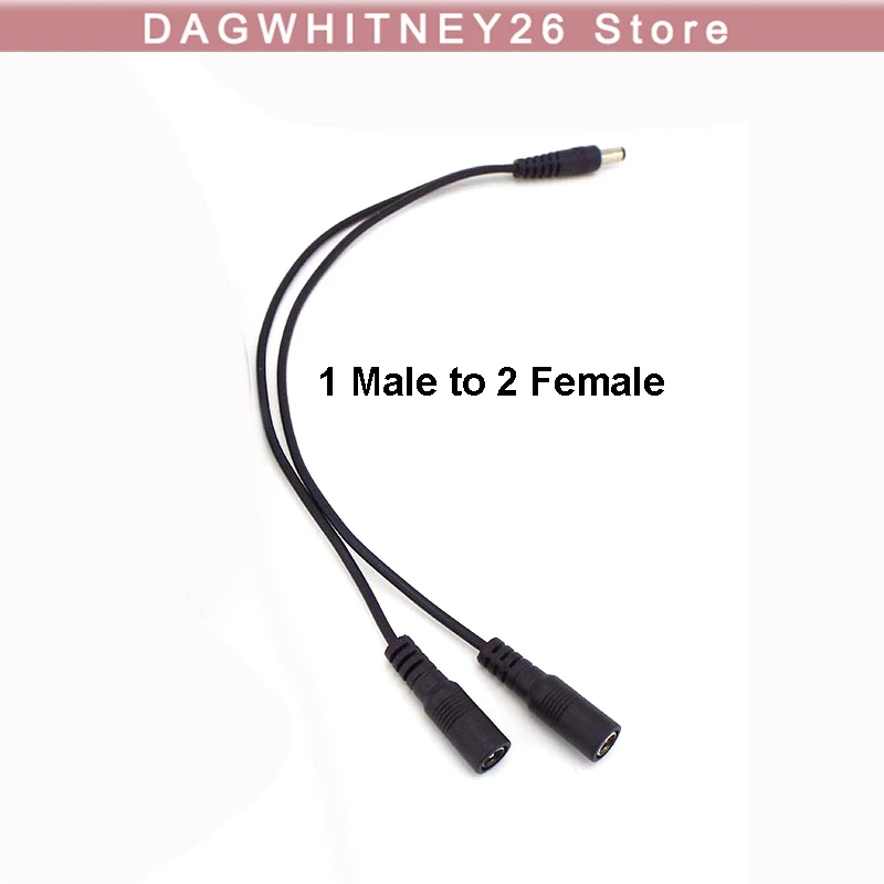 1 to 2 way DC Power adapter Cable 5.5mmx2.1mm 1 male to 2 female extension Wire