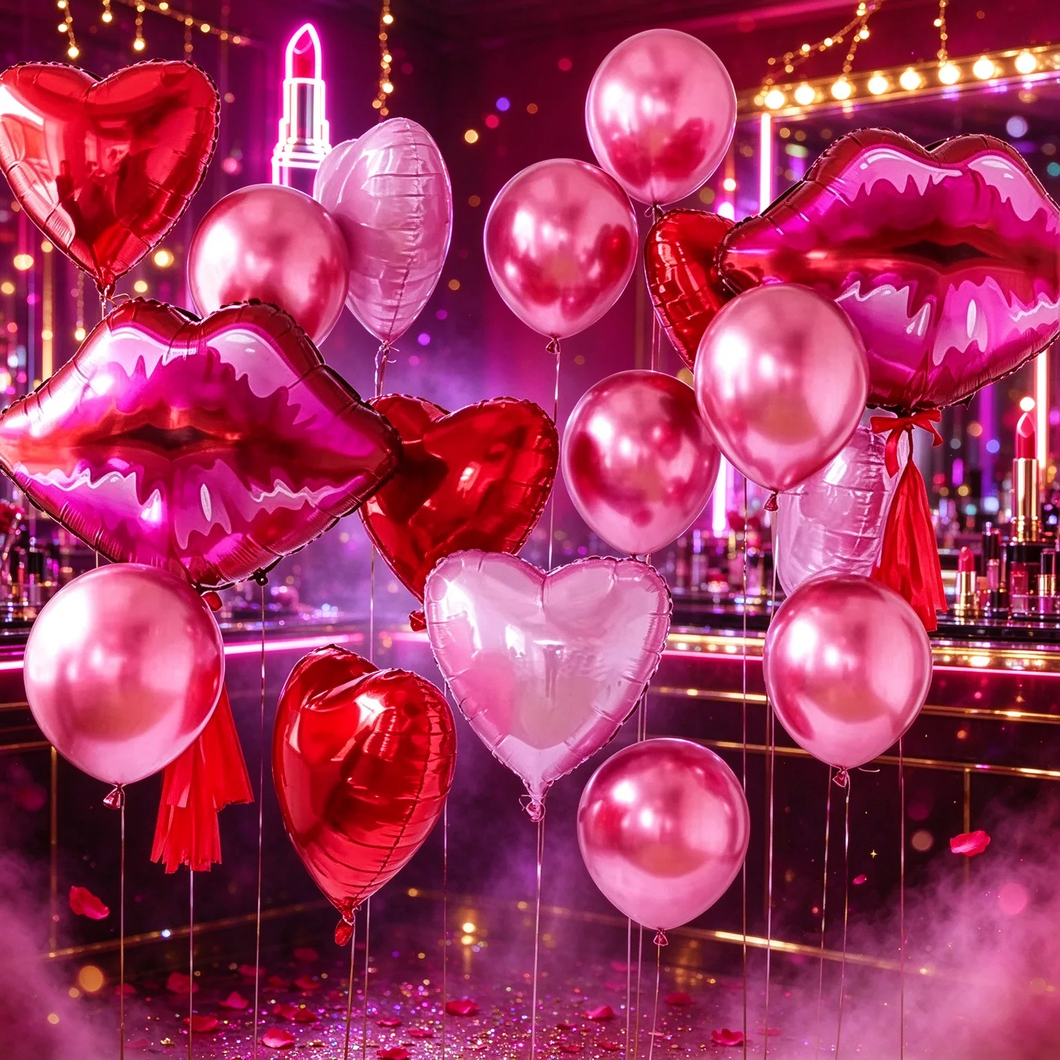 17pcs 17pcs Makeup Lipstick Heart Foil Balloons Makeup Birthday Balloons Set Valentine's Day Decorations Wedding Decor - Aliexpress Deal