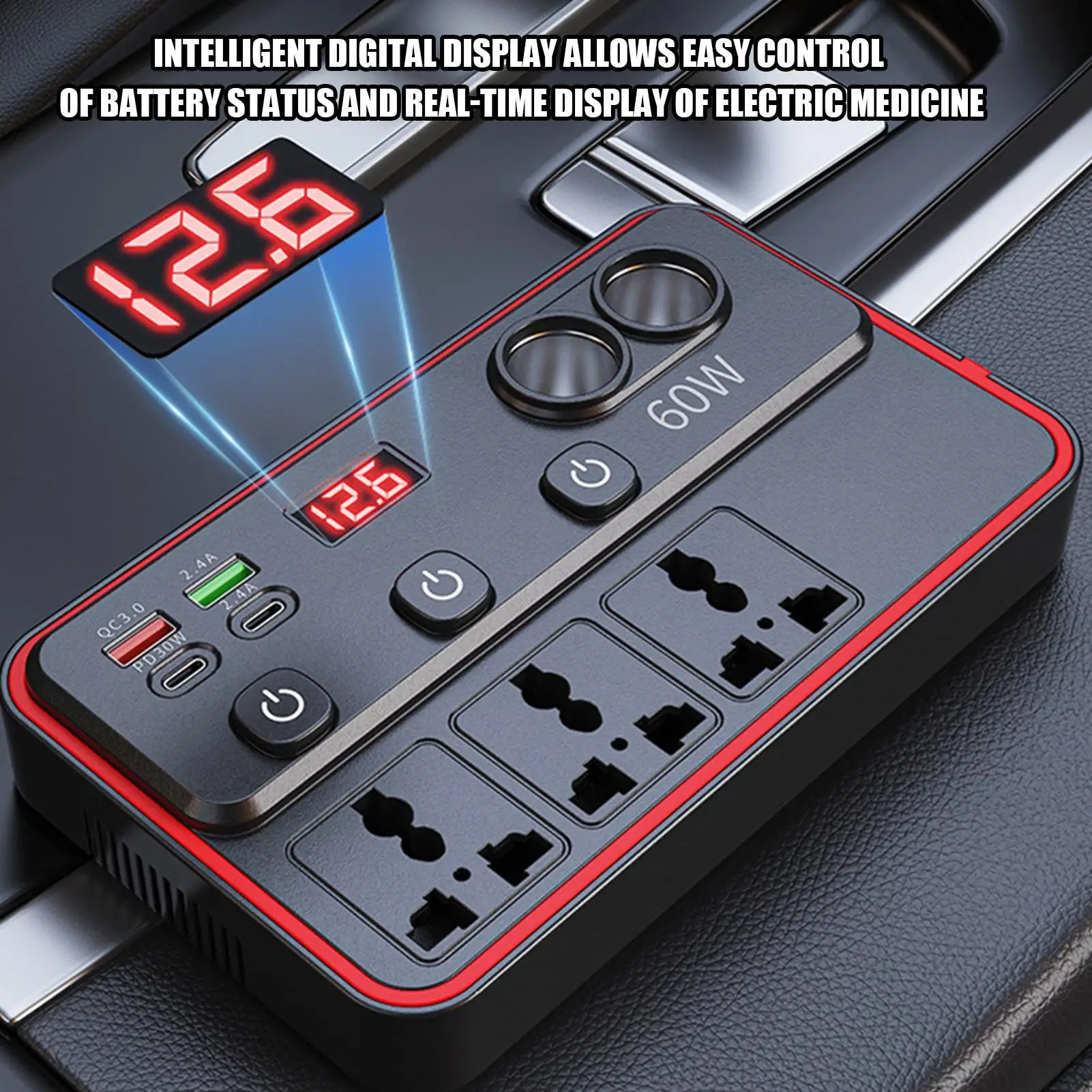 

Inverter For Car Fast Charging Adapter Car Voltage Plug Power Converter For Automotive Vehicle Sedan Pickup Truck SUV RV Laptop