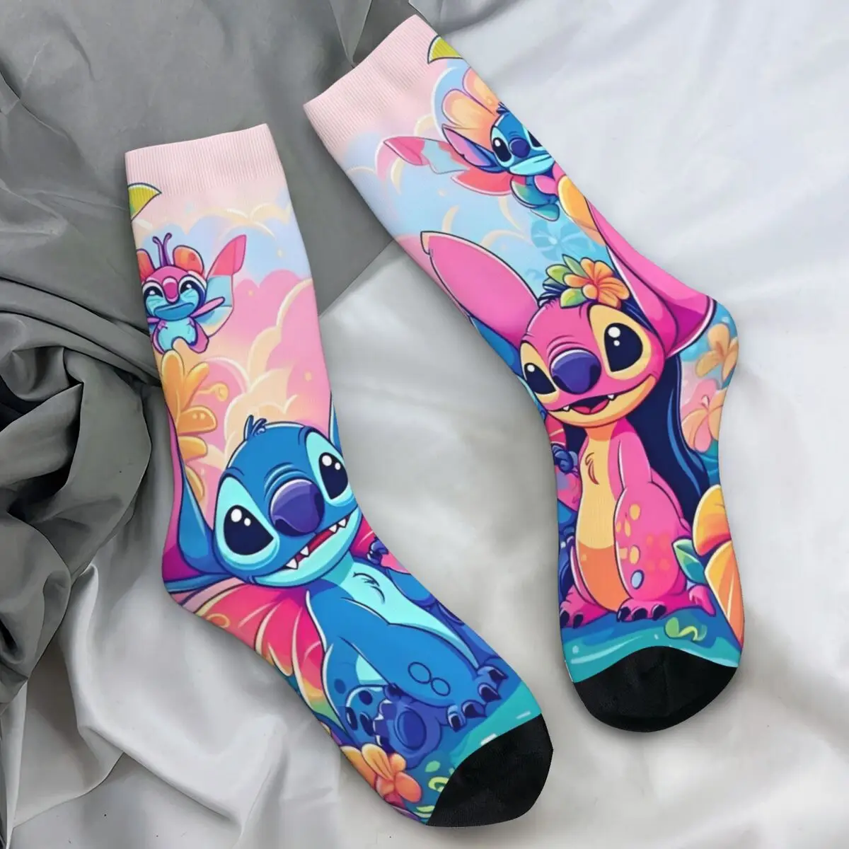 Stitch Cartoon Socks Autumn Stockings Modern Men Medium Soft Socks Design Outdoor Non Skid Socks