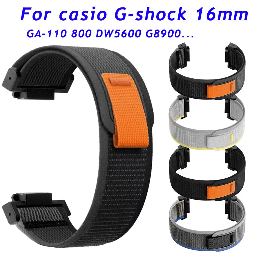 Nylon Fabric Weave Loop Watch Strap for Casio G-SHOCK GA-110 700 GD100 Sport DW5600 G-5600 GW-M5610 16mm Watch Band Bracelet