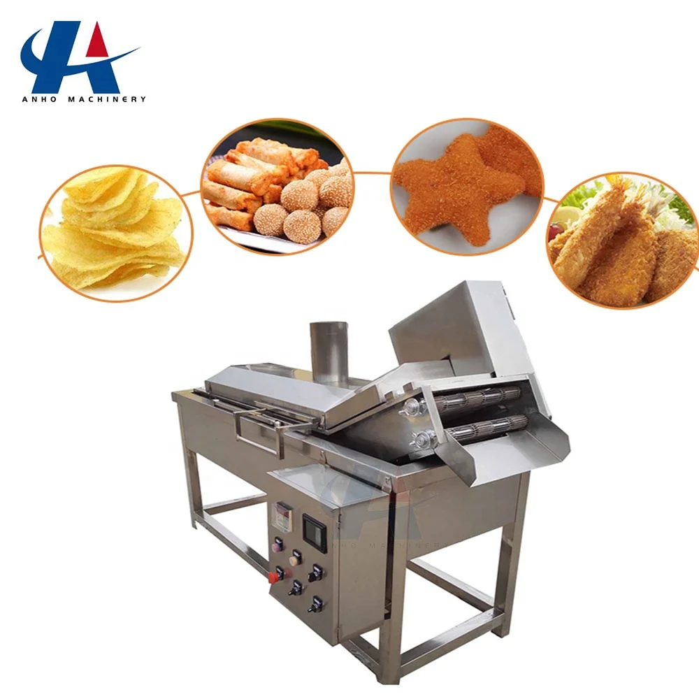 Industrial Conveyor Belt Oil Fryer Commercial Continues French Fries Potato Chips Production Line Fryer