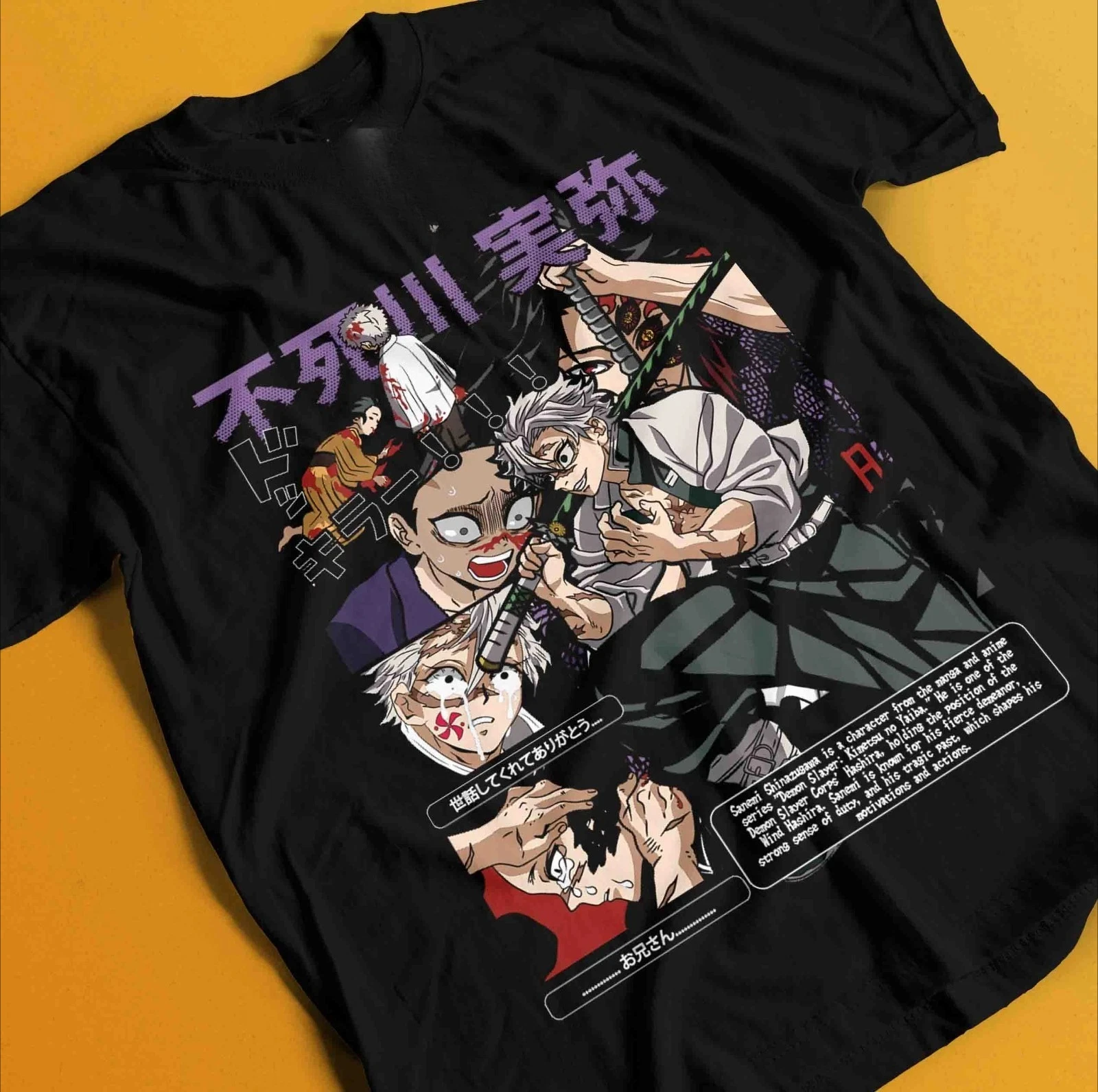 Demon Slayer Shirt Sanemi Shinazugawa T-Shirt Tanjiro T-Shirt Muzan Doma Genya Sommer-T-Shirt-Oberteil für Herren und Damen