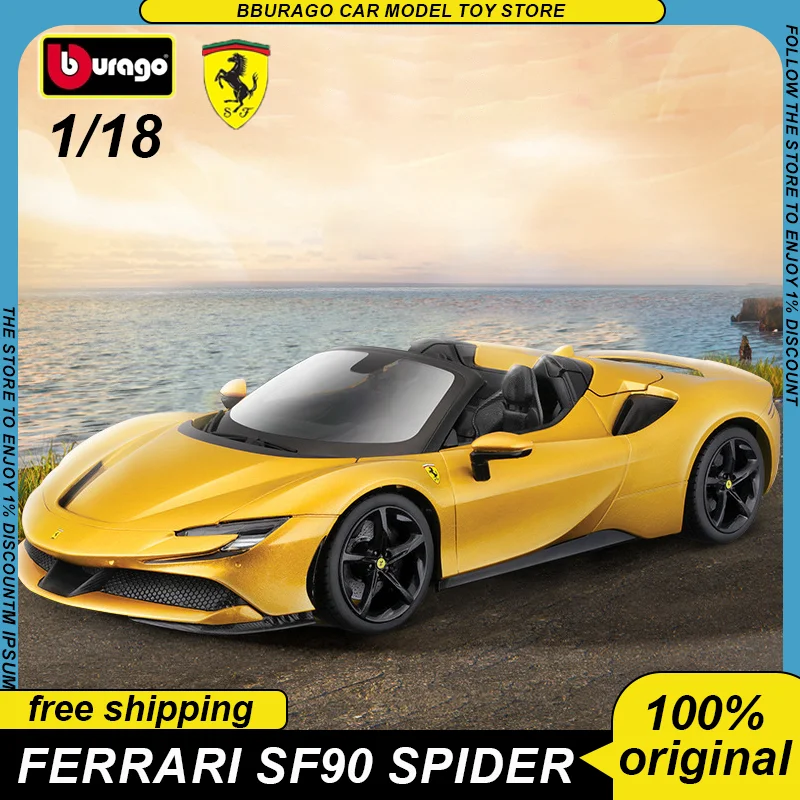 

Bburago 1:18 Ferrari Sf90 Spider Sf90 Stradale Car Diecast Model Edition Alloy Luxury Vehicle Toy Collection Ornaments Gift
