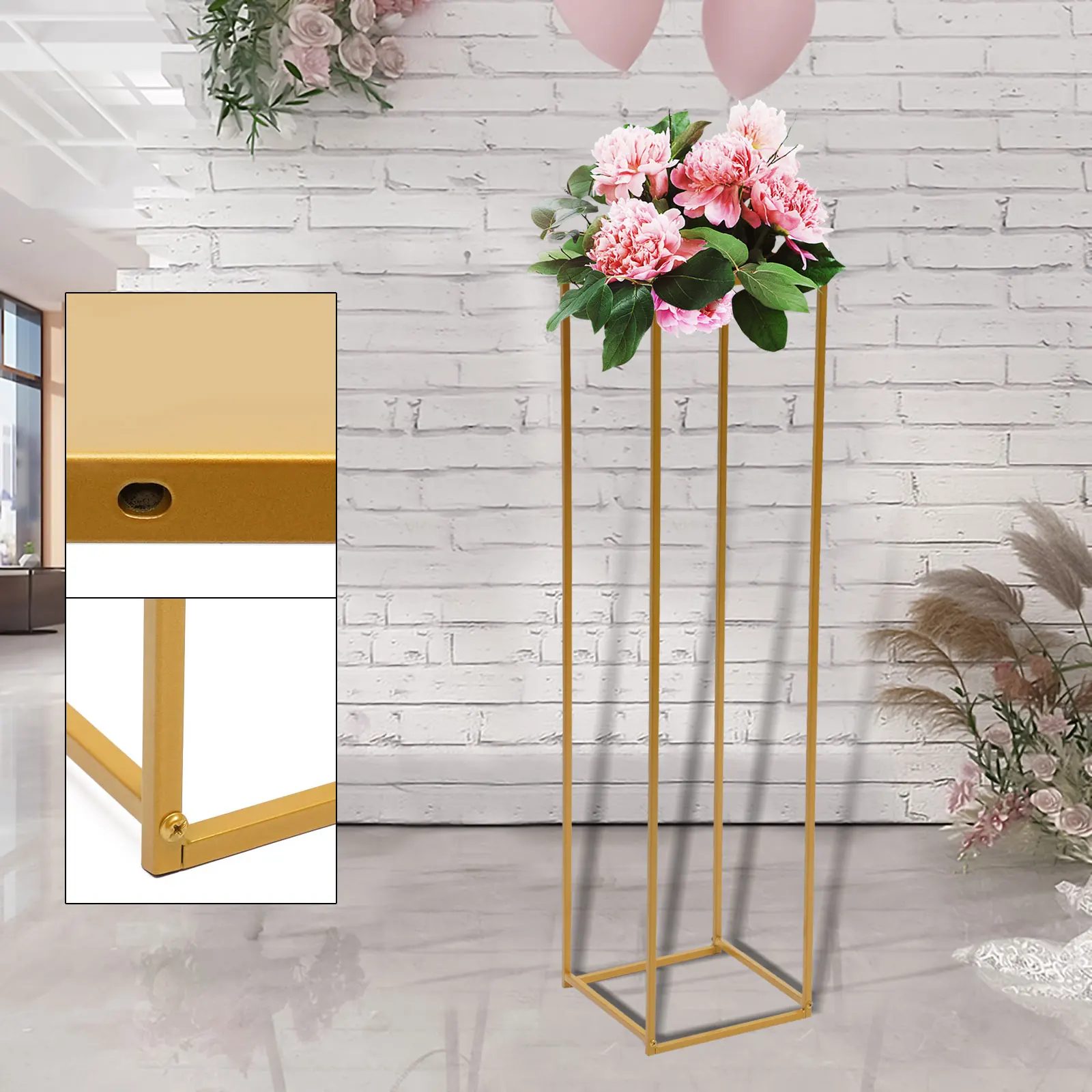 100cm/180cm Wedding Flower Rack Vase Column Stand Golden Flower Stand Patio Decor Centerpiece Rack