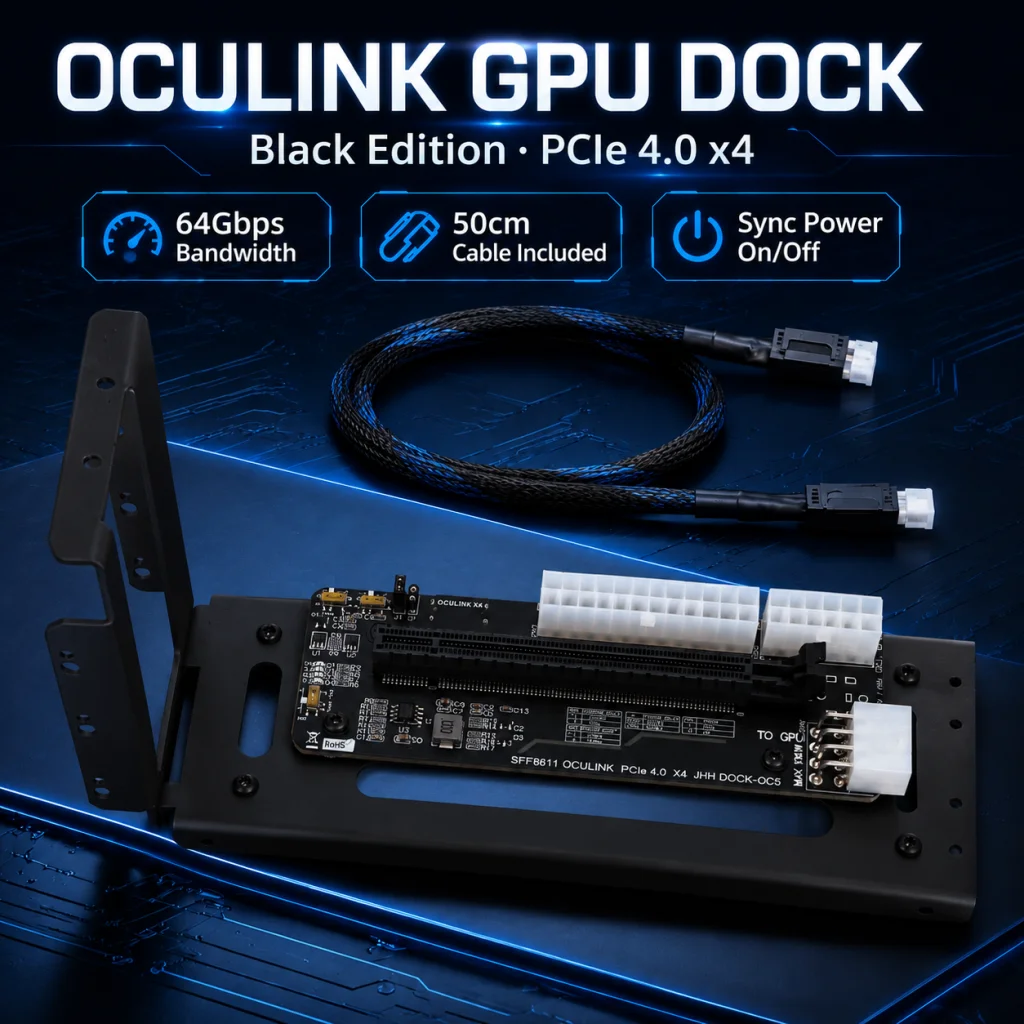 HOOCCC Oculink eGPU Dock PCIe 4.0x4 for Handhelds & Laptops M.2 Ext Dock 8611