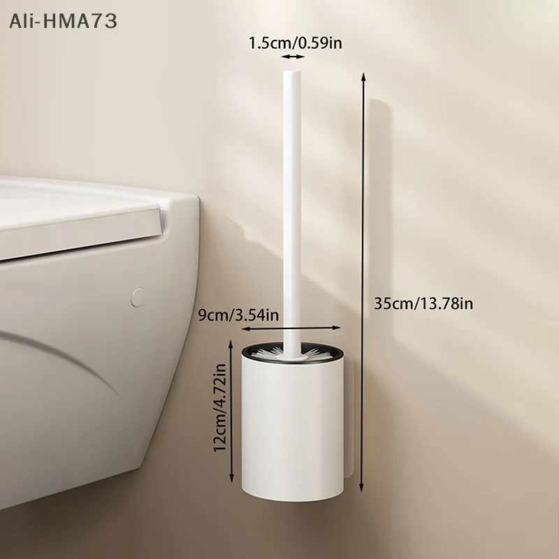 

2025 New 1 Set Toilet Cleaning Brush with Holder Wall Hanging Toilet Washing Brush Perforation-free Aluminum Toilet Brush