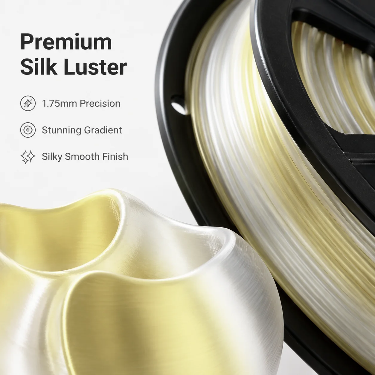 Silk Gradient PLA 3D Printing Filament 1.75mm 250g Single Roll Orange White Yellow White Gradient Fit FDM 3D Printer 3D Pen