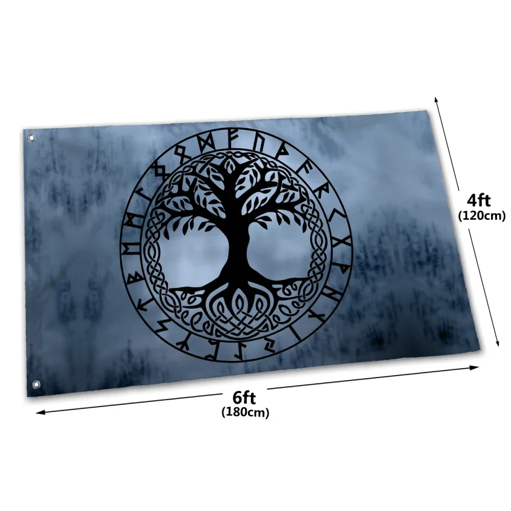 Yggdrasil drzewo runy flaga Viking drzewo życia flagi mitologia nordycka prezent wiszący Banner Home Decor